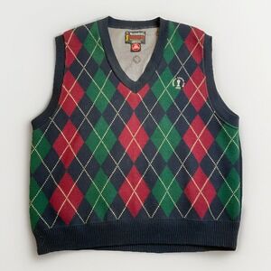 Weather Boss Rain Sweater Greenwich Country Club‎ Men's Size XL   Vest Argyle